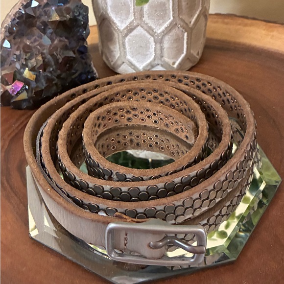 Zadig & Voltaire Gray Pewter Studded Leather Belt - Picture 2 of 7